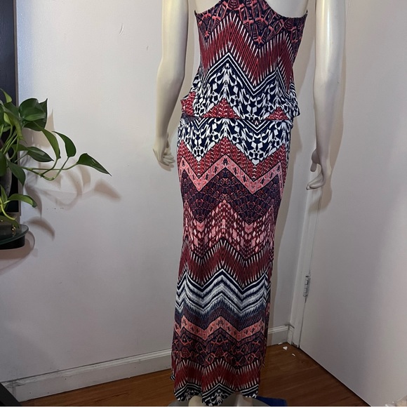 Veronica M Maxi Dress Chevron Print Maxi Full Length Dress Raceback Size Medium - Picture 8 of 10